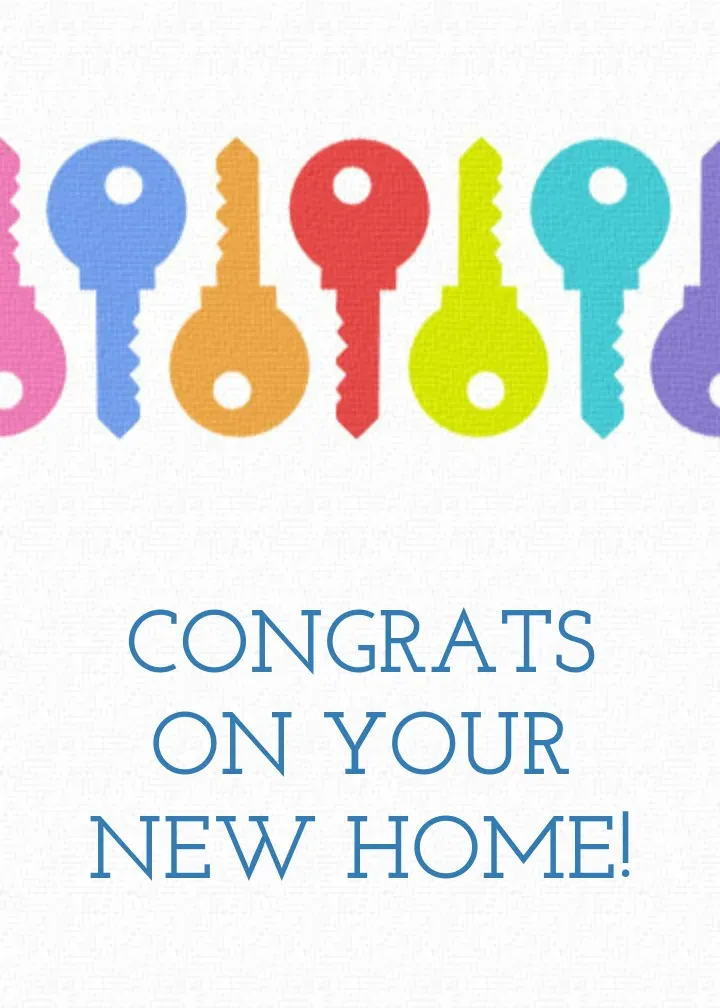 New Home Congrats Keys card front