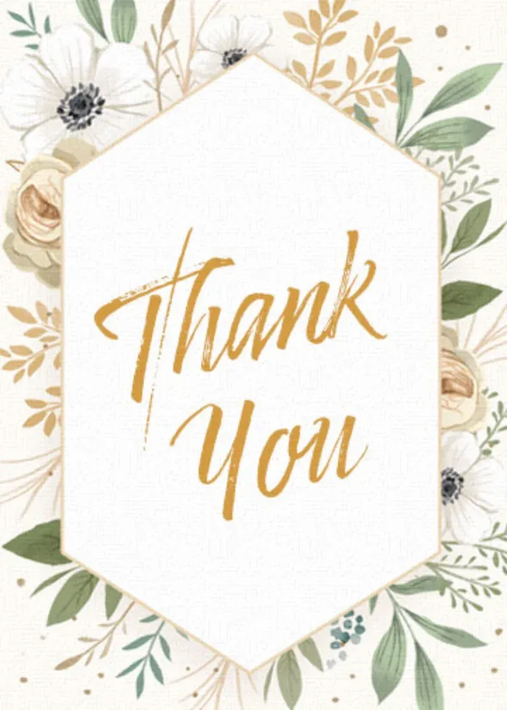 Cream & Gold Thank You card front