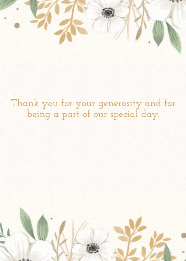 Cream & Gold Thank You card inside right