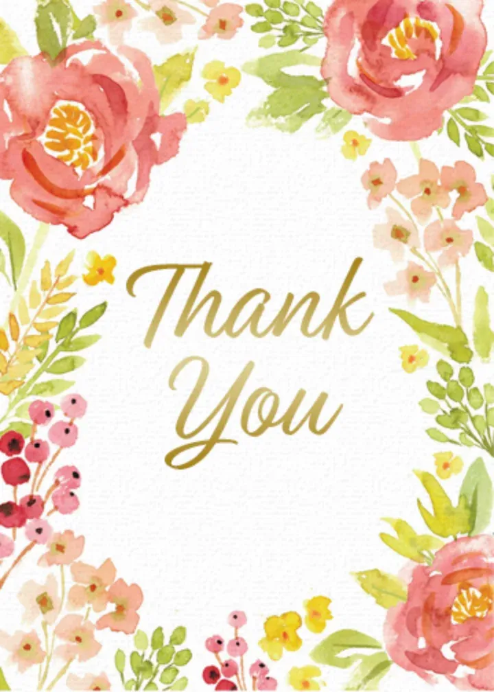 Fall Floral Wedding Thank You card front