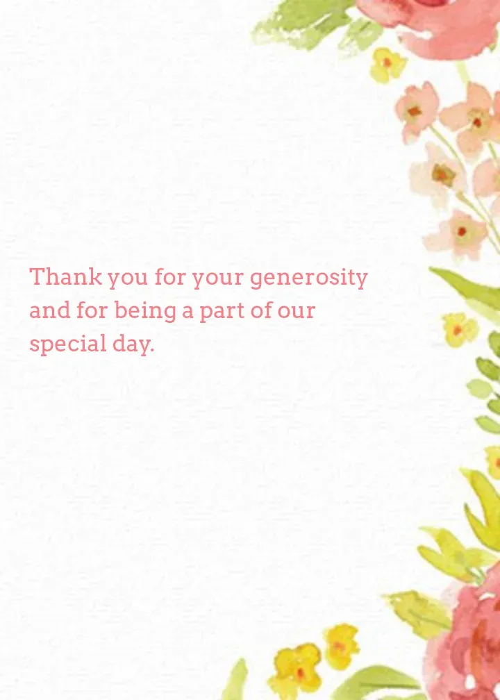 Fall Floral Wedding Thank You card inside right