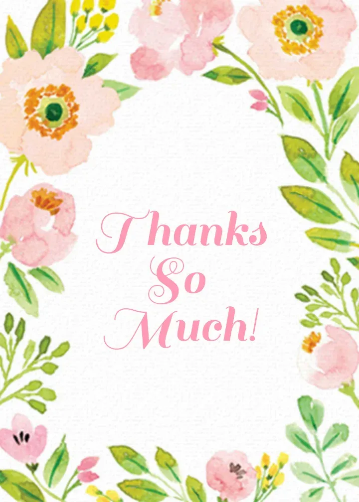 Blossoms Wedding Thank You card front