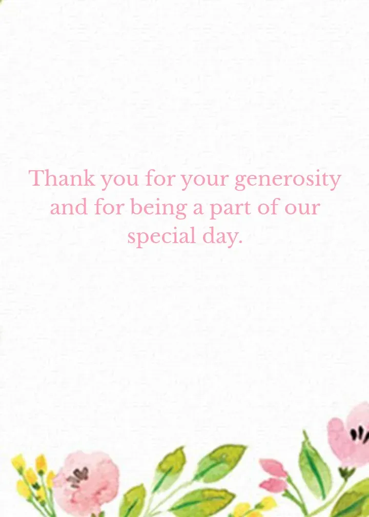 Blossoms Wedding Thank You card inside right