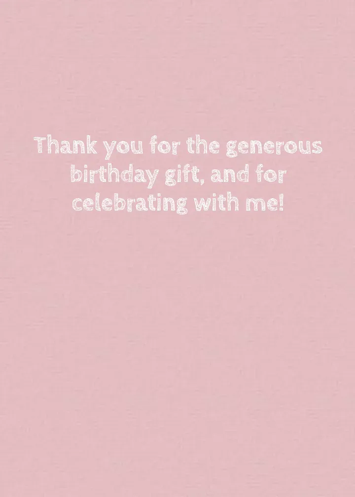 Birthday Cake Chalkboard Thanks card inside right