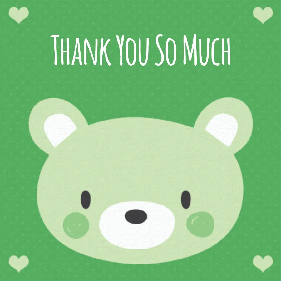 Baby Bear Green Thank You card front