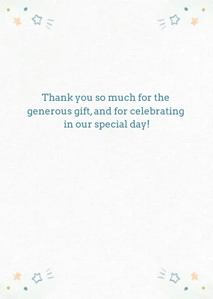 Thank You Baby Shower card inside right