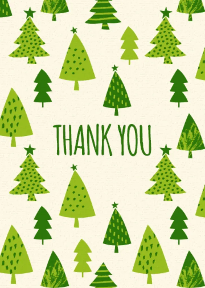 Holiday Thank You Tree card front