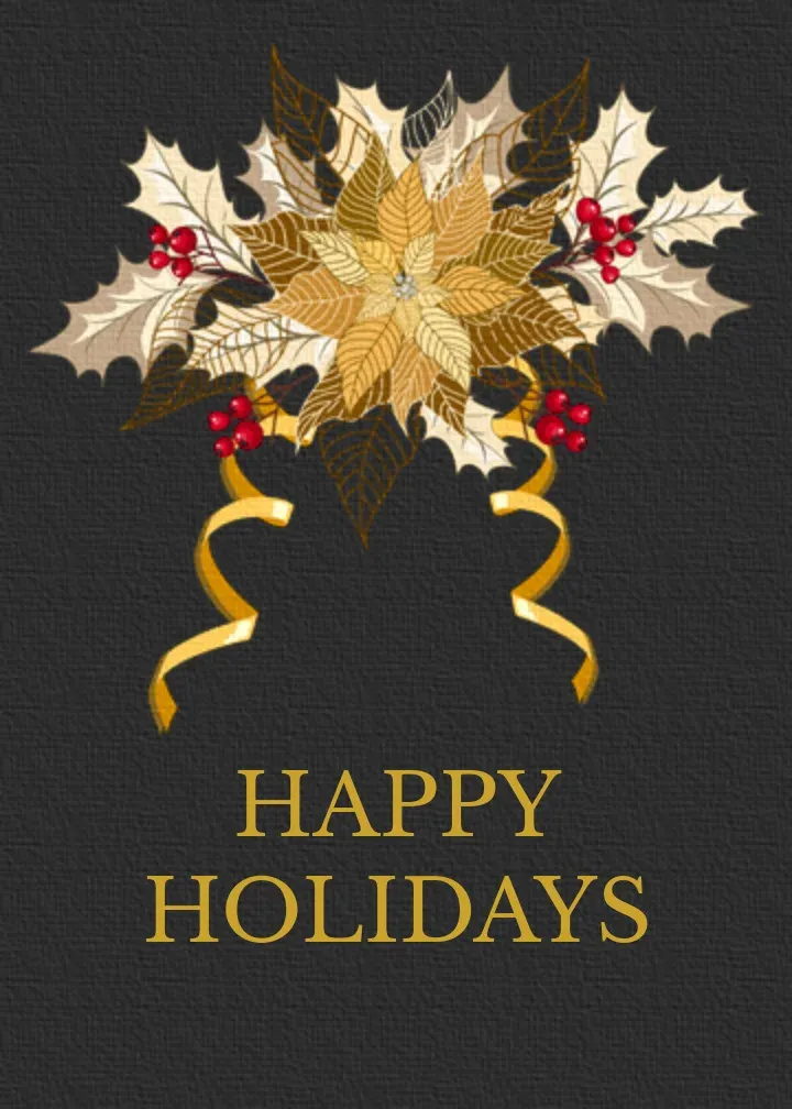 Business Gold Poinsettia card front