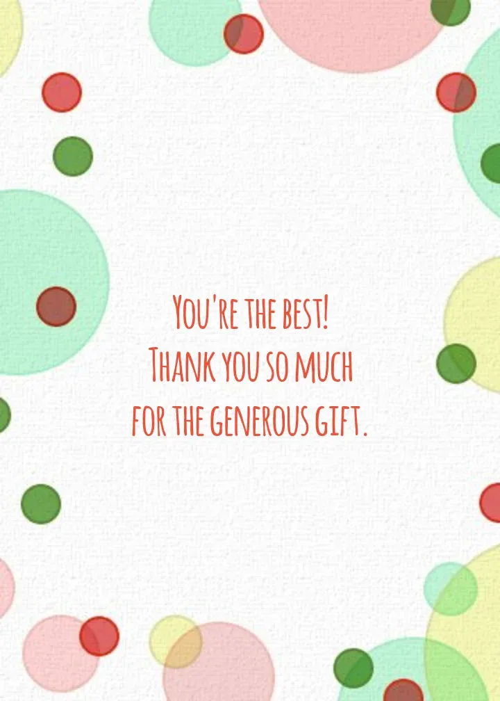 Holiday Thank You Festive Dots card inside right