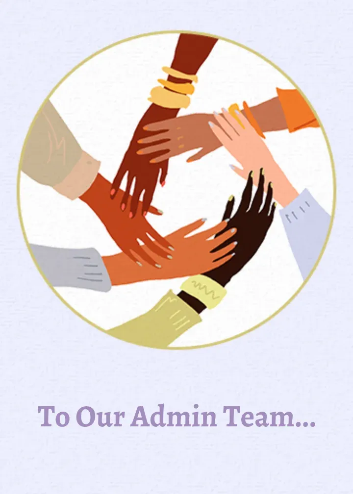 To Our Admin Team card front