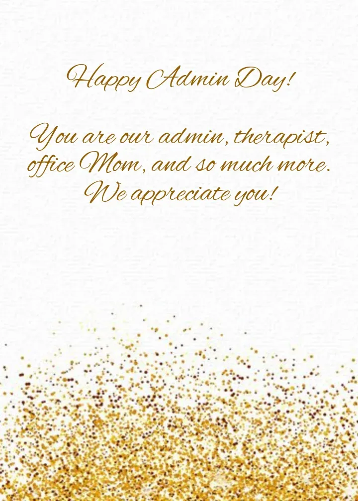 Golden Admin Thank You card inside right