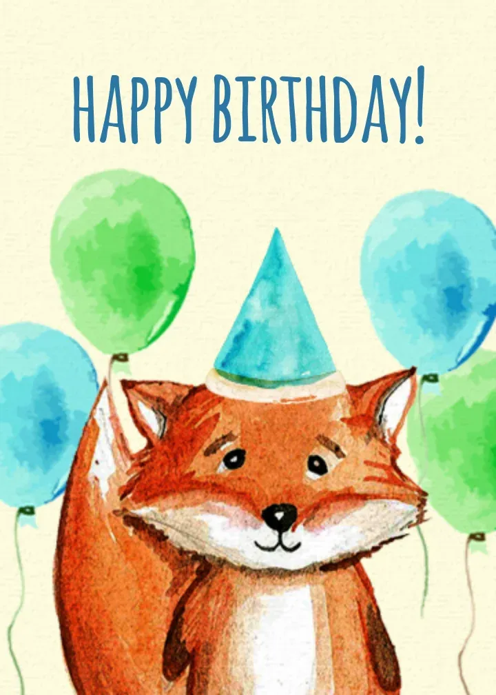 Happy Birthday Fox card front