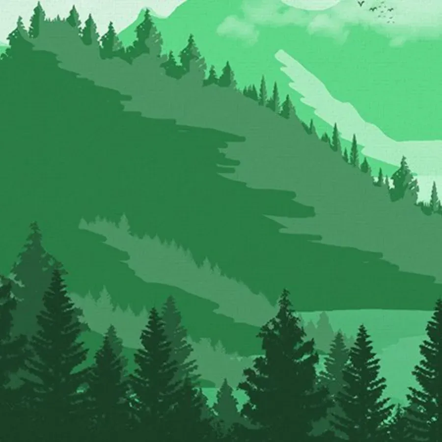 Retro Trees card inside left