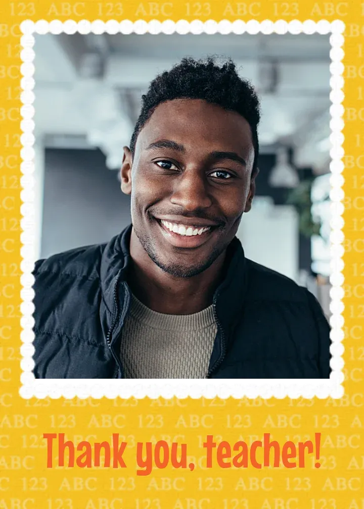 Teacher ABC Photo card front