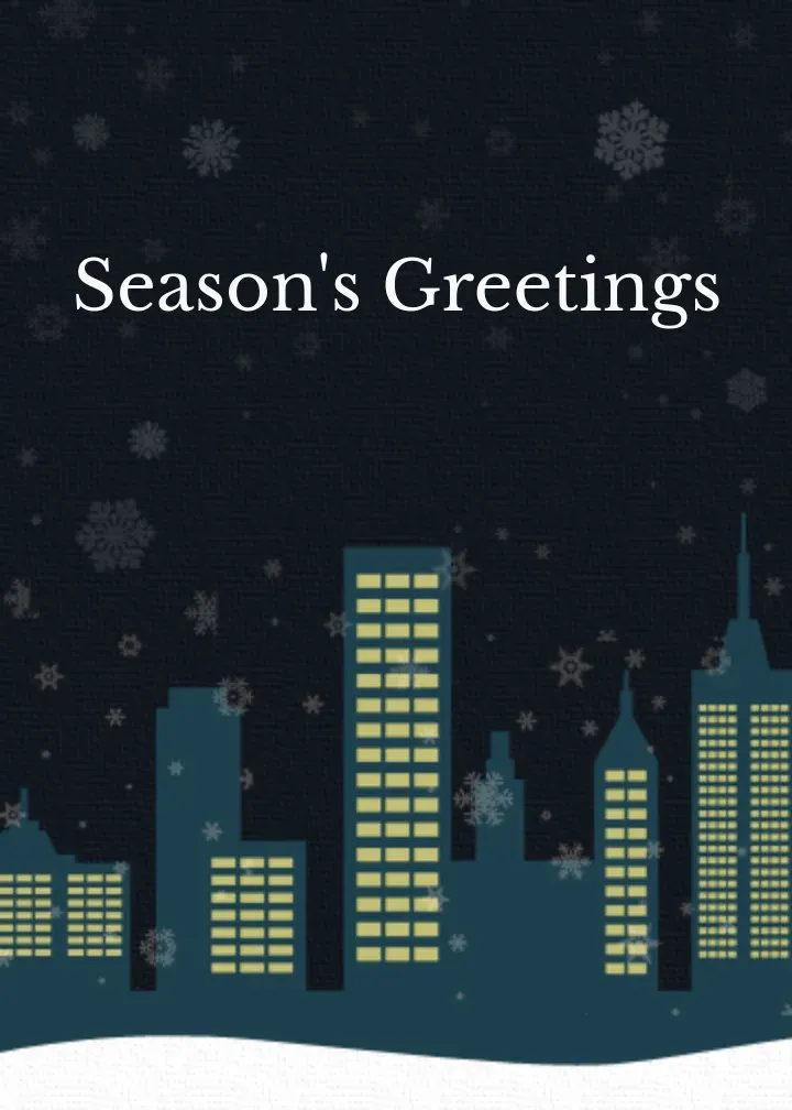 Snowy City Scene card front