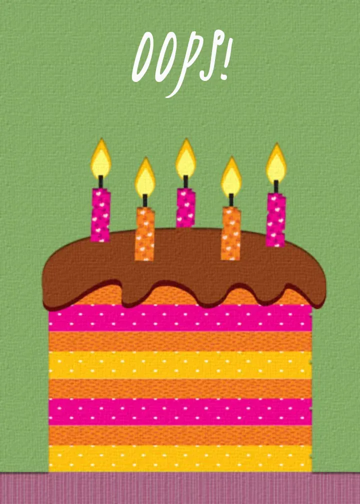 Birthday Cake Belated card front