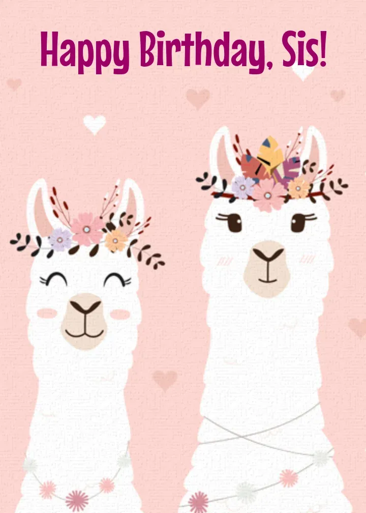 Llama Sister card front