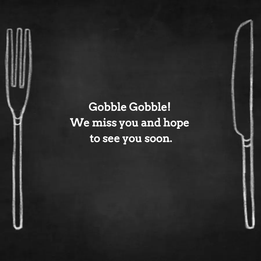 Wish You Were Gobbling With Us card inside right