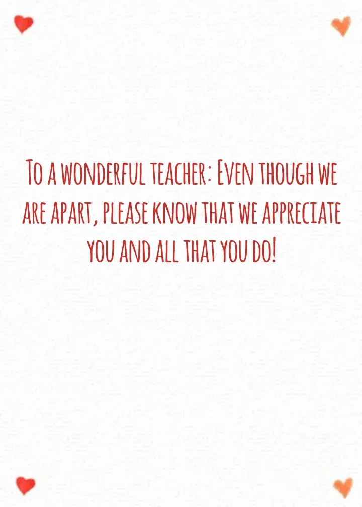 Teacher Heart card inside right