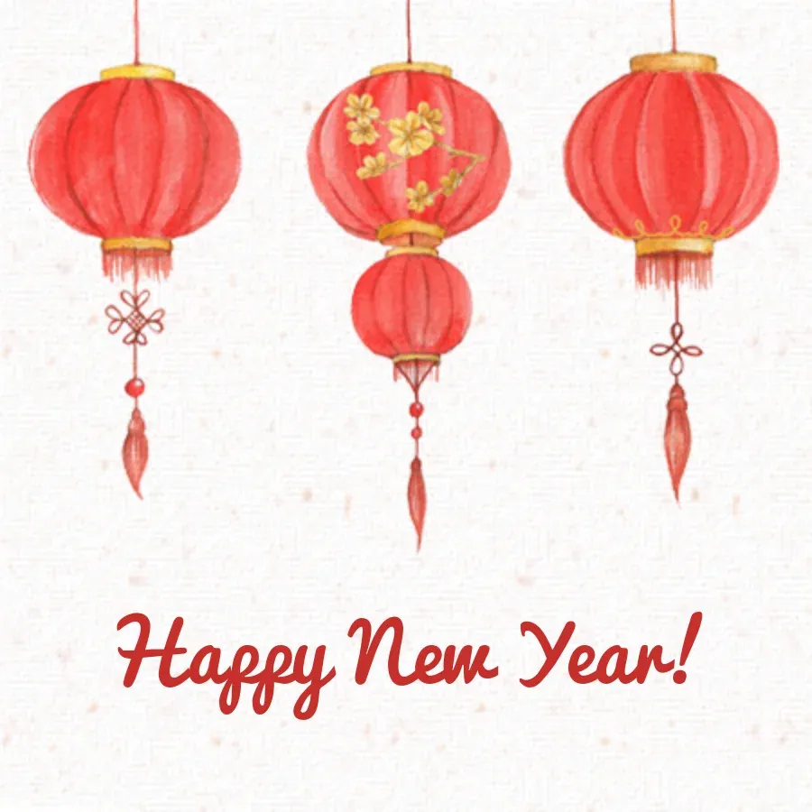 New Year Lanterns card front