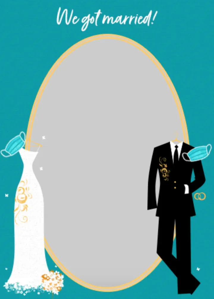 We Got Married Oval Photo card front