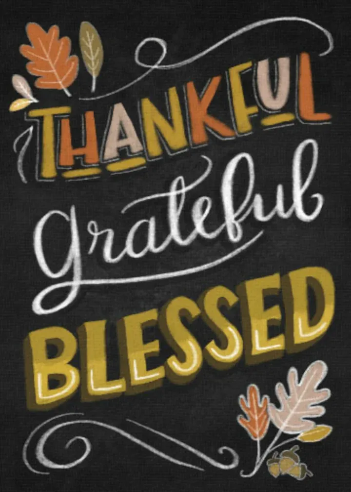 Thankful, Grateful, and Blessed card front