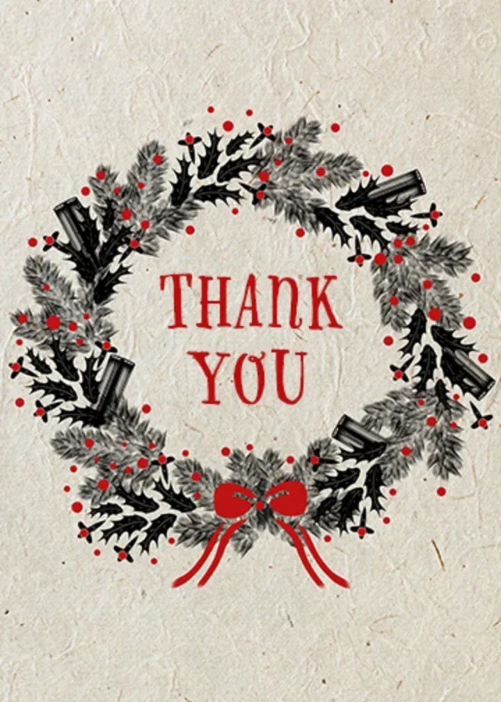 Holiday Thank You Wreath card front
