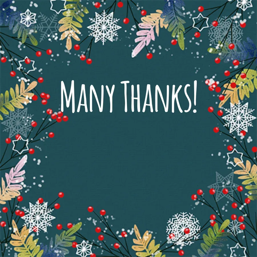 Holly Berry Thank You card front