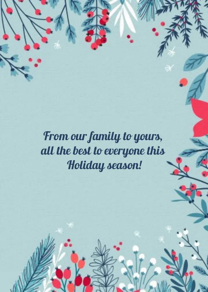 Illustrated Happy Holidays card inside right