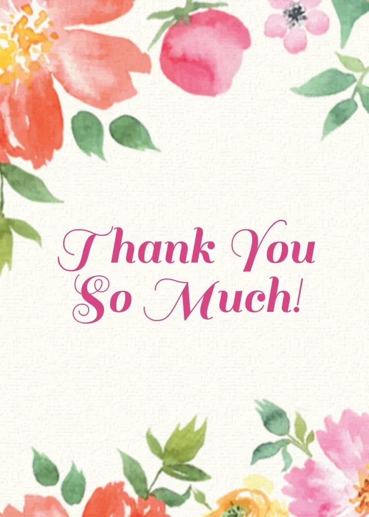 Watercolor Bouquet Thank You card front