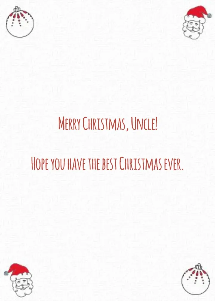 Merry Christmas to my Uncle card inside right