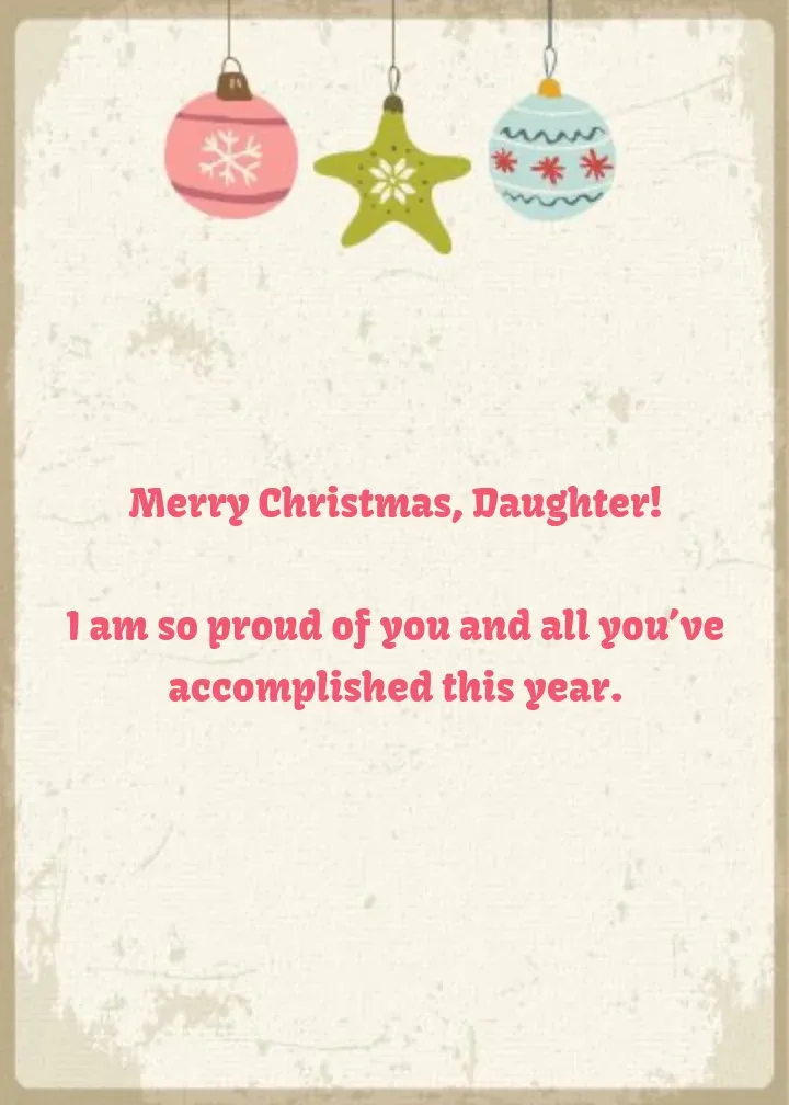 Merry Christmas to my Daughter card inside right