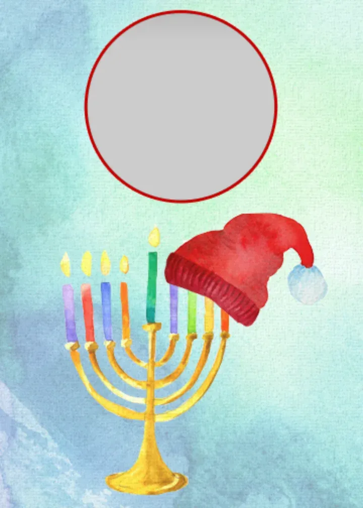 Watercolor Photo Chrismukkah card front