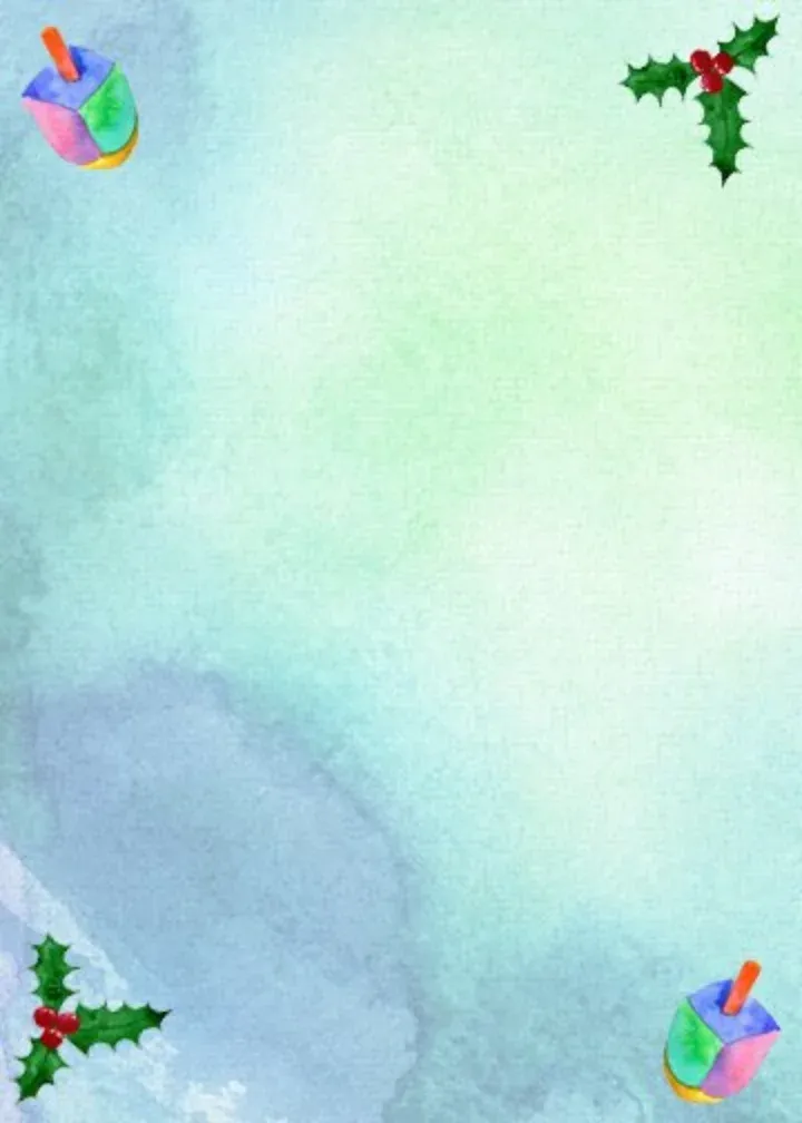 Watercolor Chrismukkah Photo card inside left