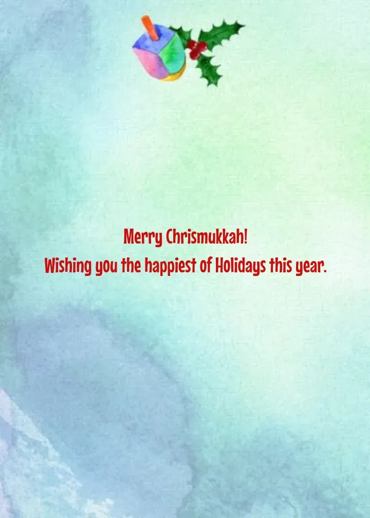 Watercolor Chrismukkah Photo card inside right