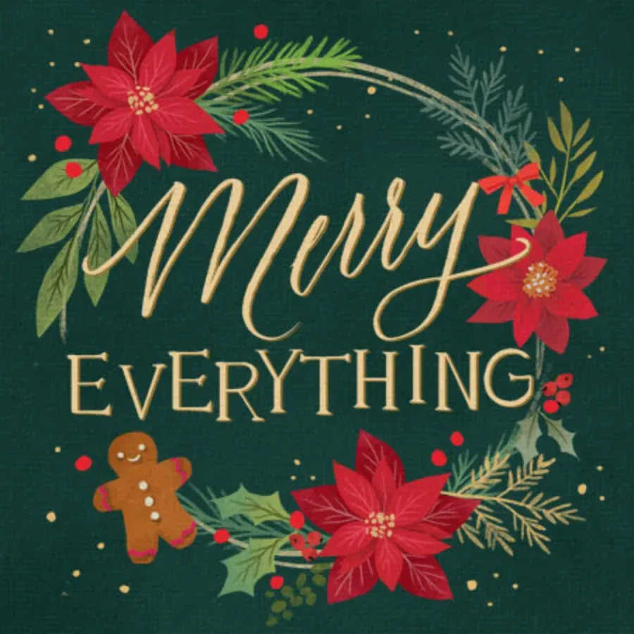 Festive Wreath Thank You card front