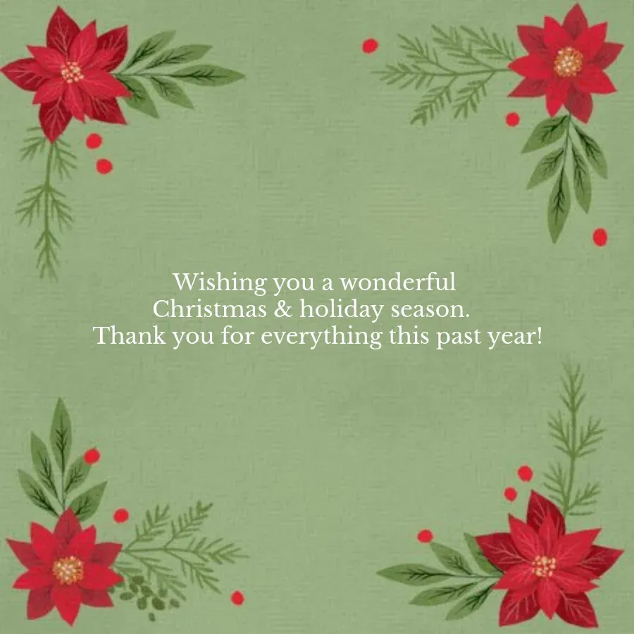 Festive Wreath Thank You card inside right