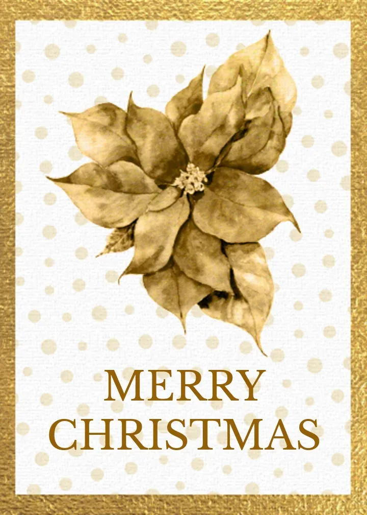 Gold Poinsettia Thank You card front