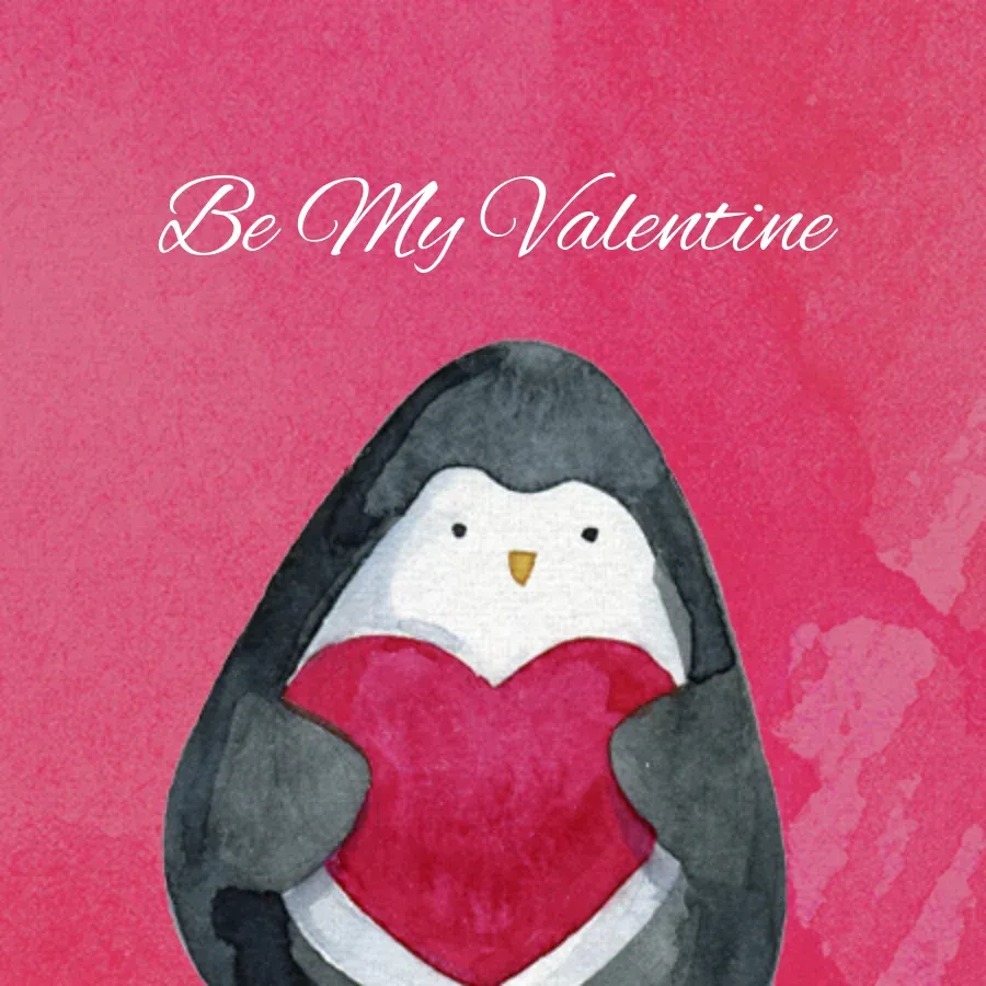 Penguin Valentine card front