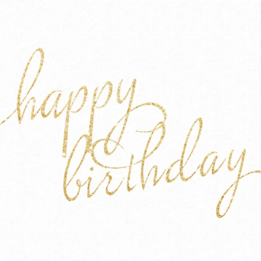 Birthday Script Glitter card front