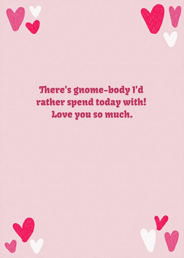 Valentine's Gnome card inside right