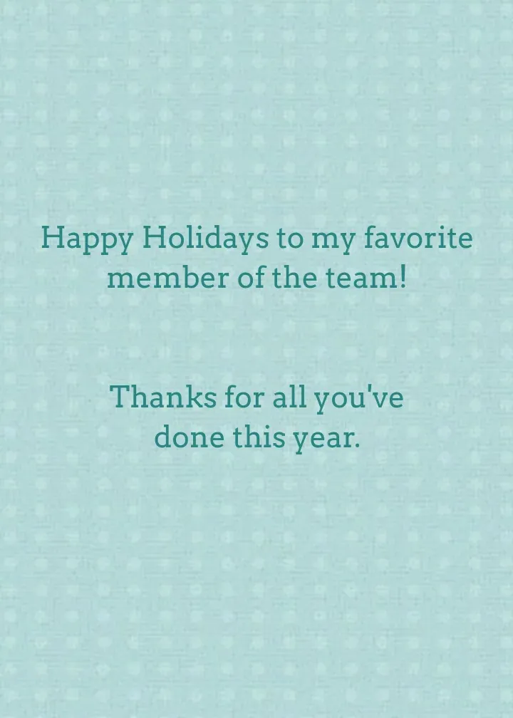 Coworker Holiday Thanks card inside right