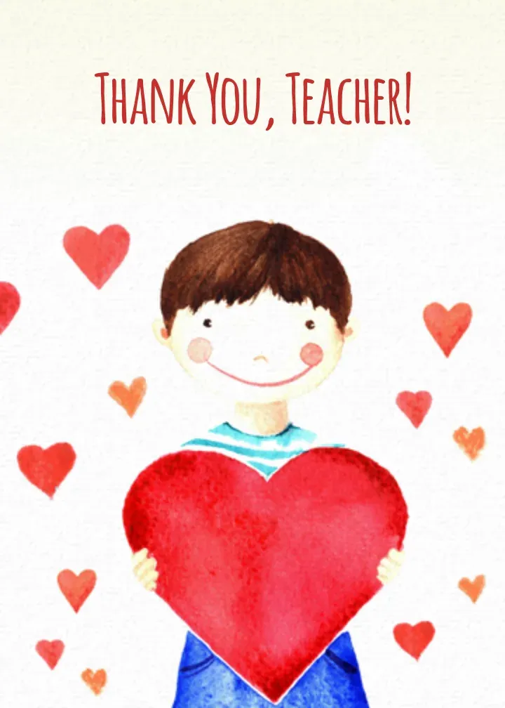 Teacher Holiday Heart card front