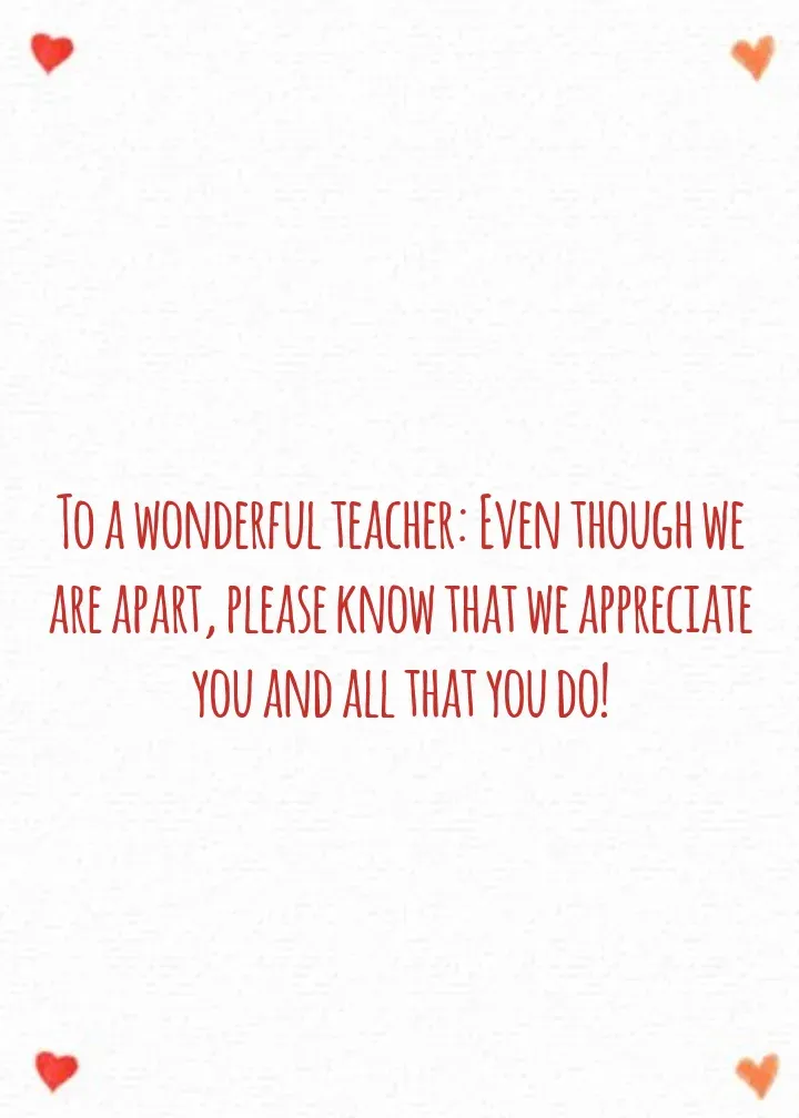 Teacher Holiday Heart card inside right