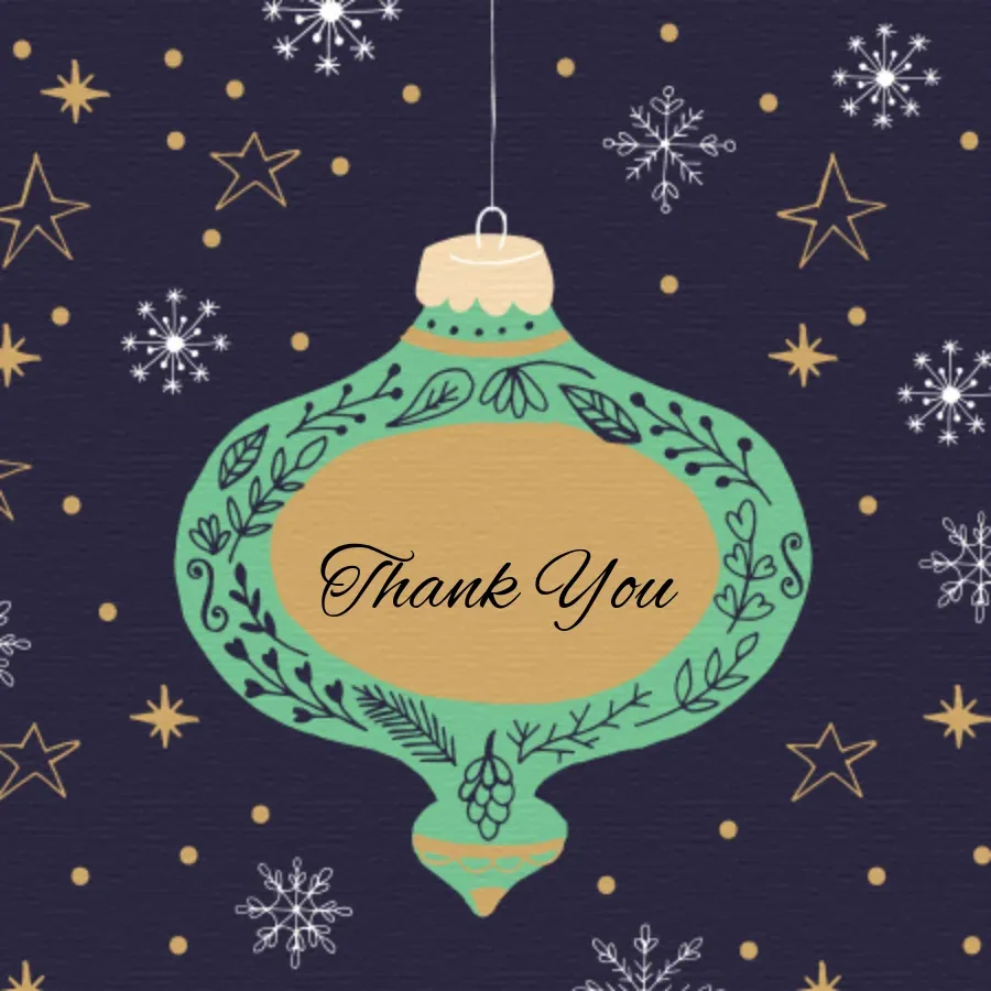Festive Thanks Ornament card front