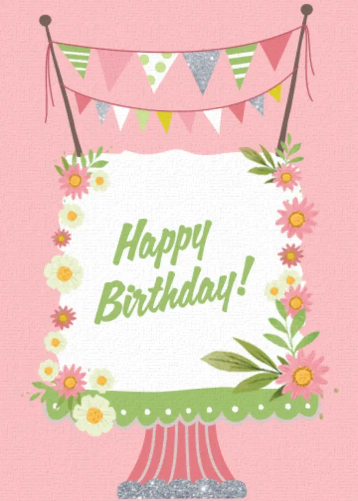 Springtime Birthday Cake card front
