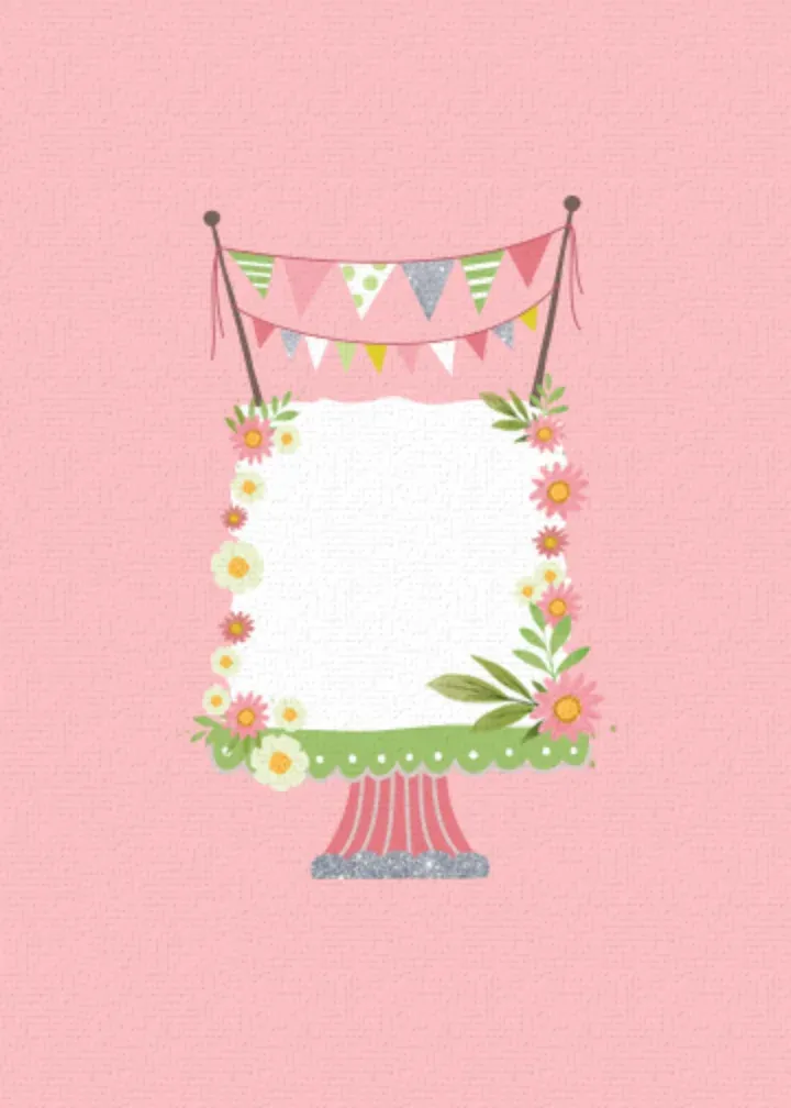 Springtime Birthday Cake card inside left