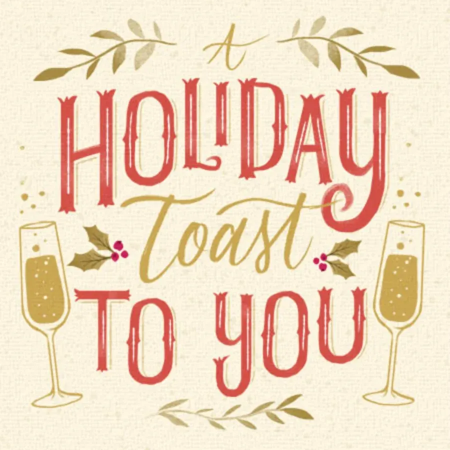 Holiday Toast Thanks card front