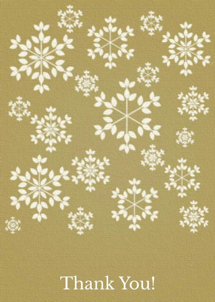 Gold Snowflake Thanks card front