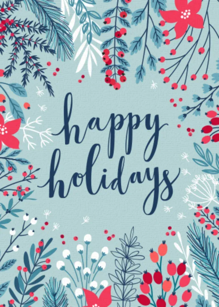 Illustrated Holiday Thanks card front